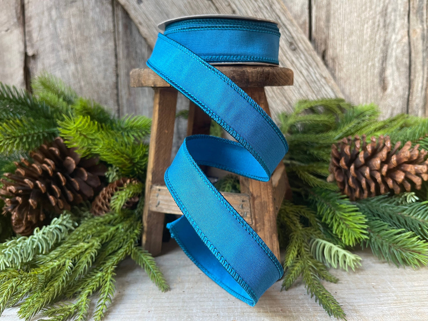 1" Turquoise Teal Taffeta, Farrislk ribbon, 1 inch Turquoise Blue Ribbon