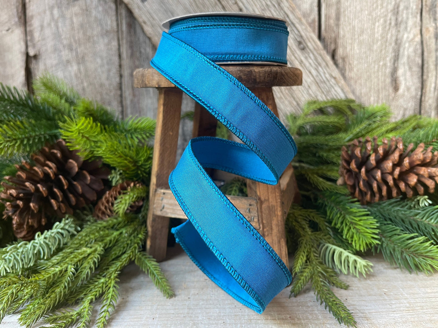 1" Turquoise Teal Taffeta, Farrislk ribbon, 1 inch Turquoise Blue Ribbon