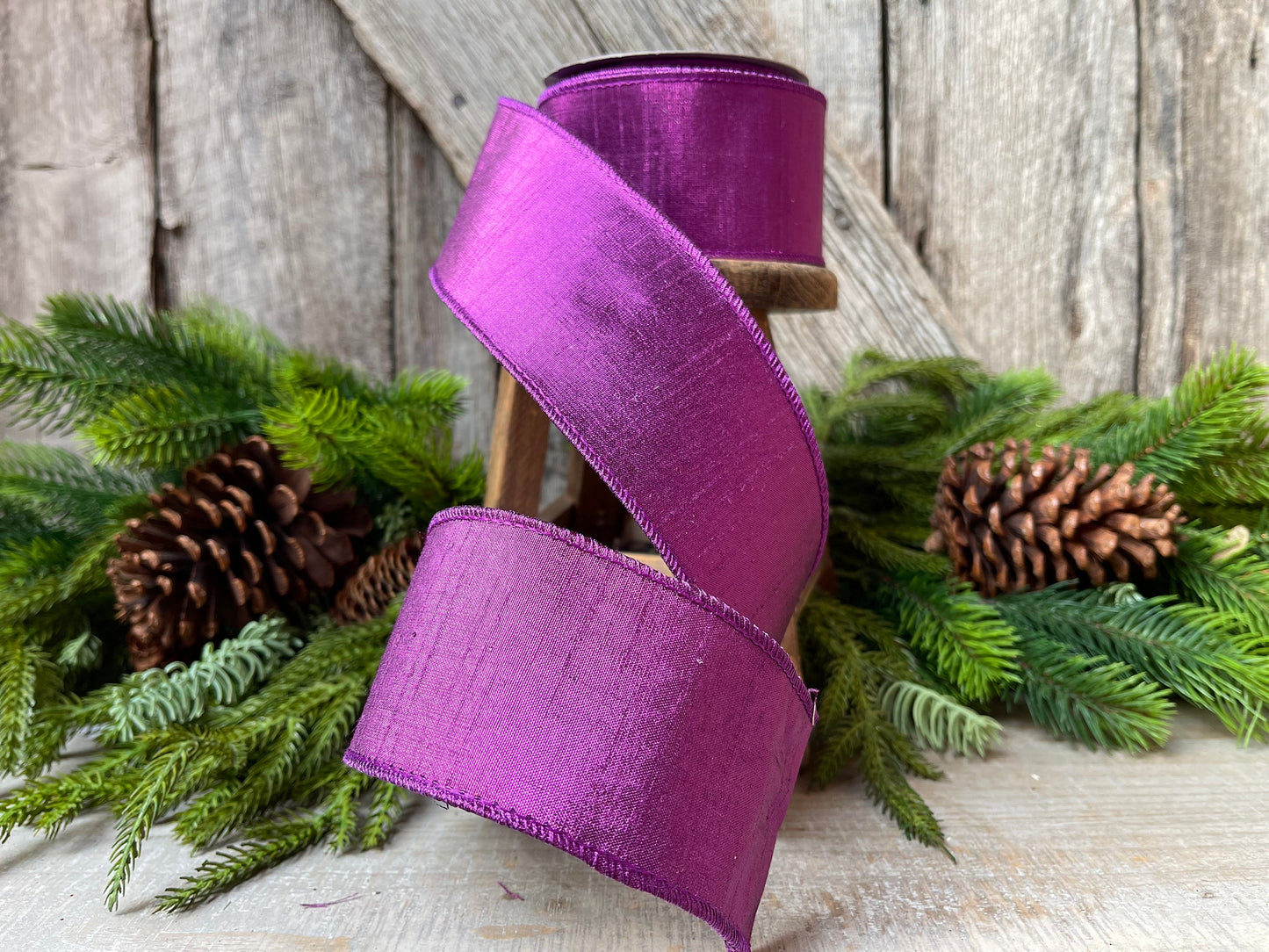 2.5" Purple Lavender Luster Ribbon, Farrisilk Purple Luster Ribbon, Christmas Ribbon