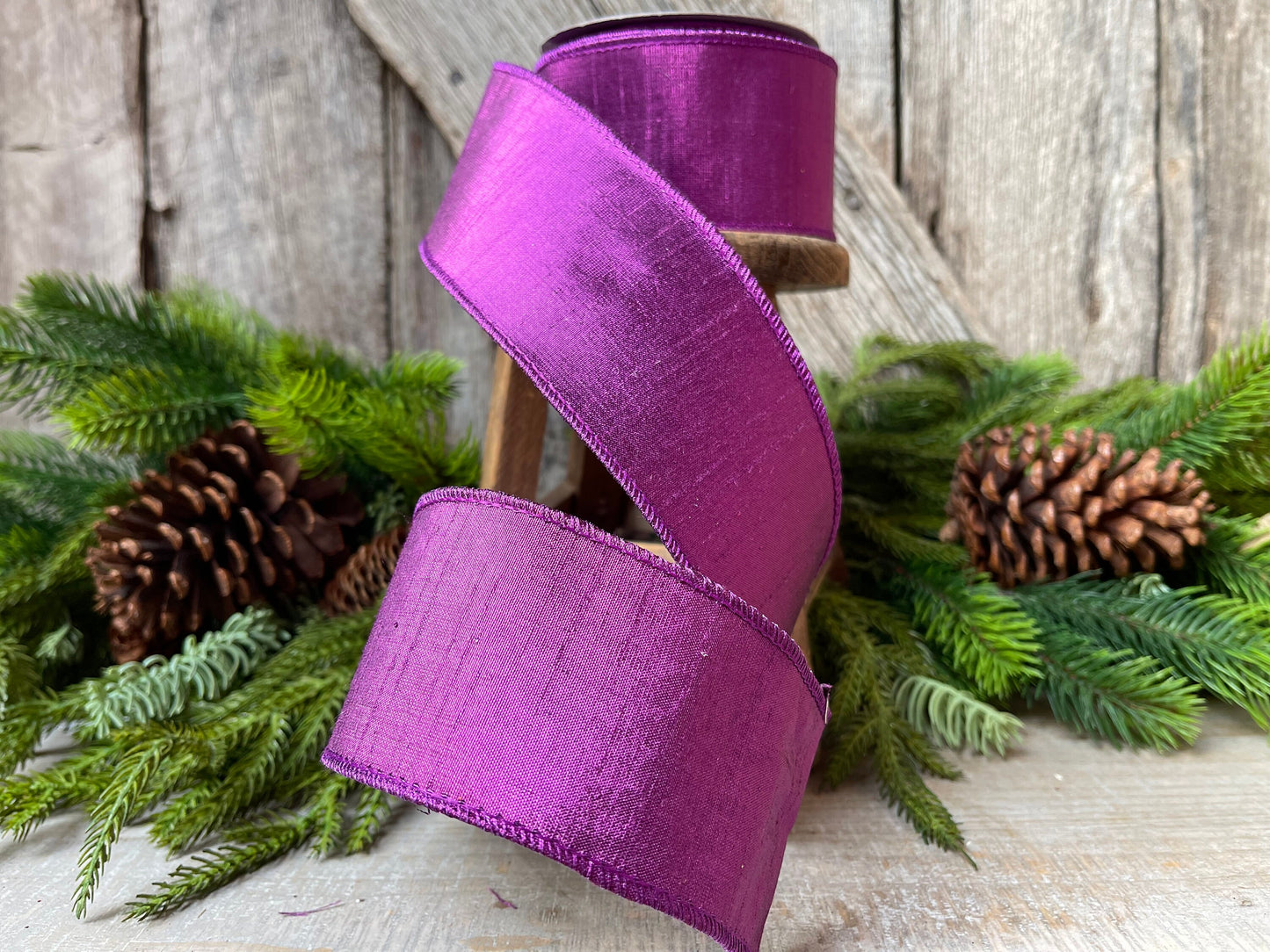 2.5" Purple Lavender Luster Ribbon, Farrisilk Purple Luster Ribbon, Christmas Ribbon