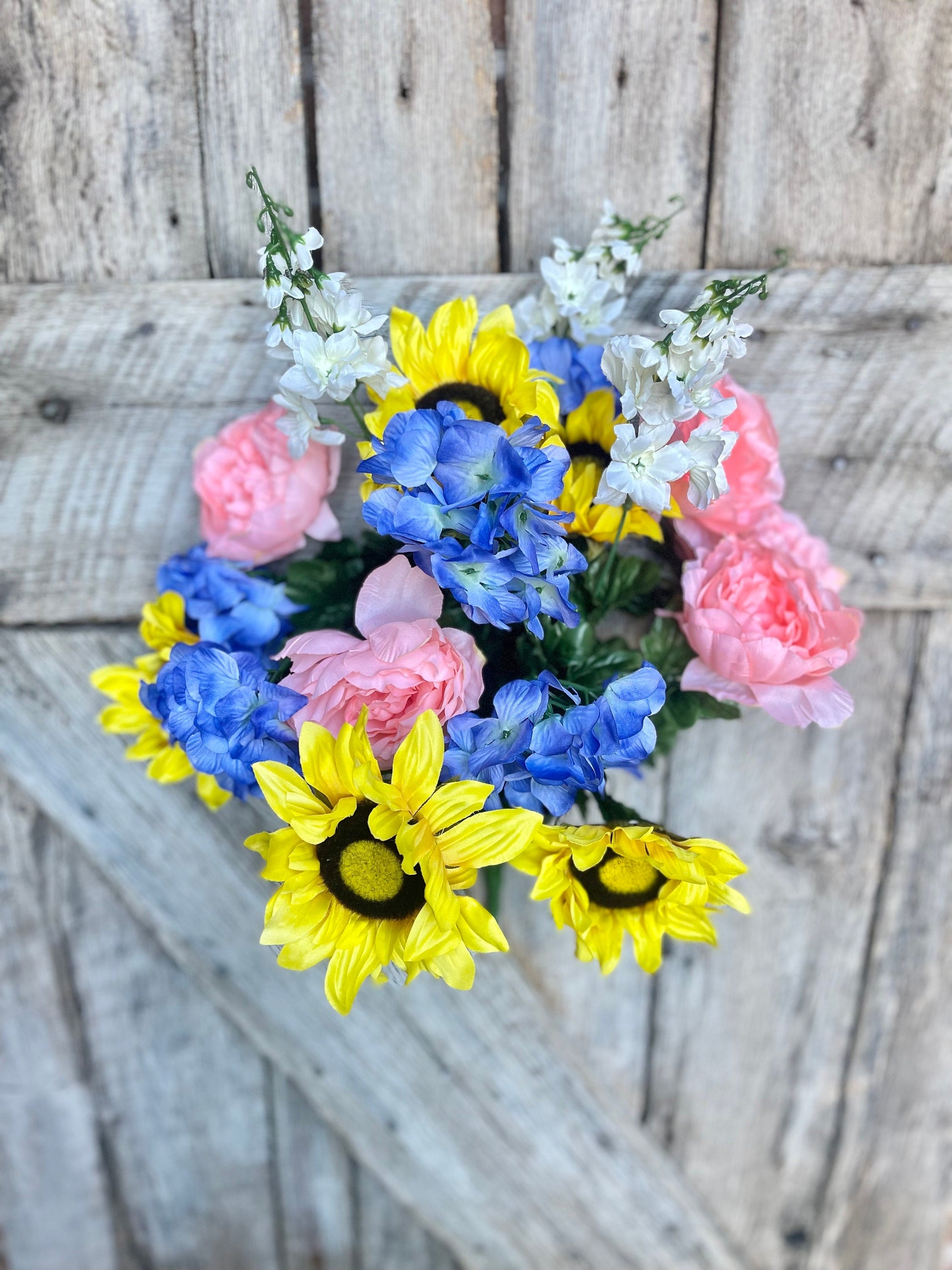 24" Sunflower Peony hydrangea bush, Yellow Sunflower