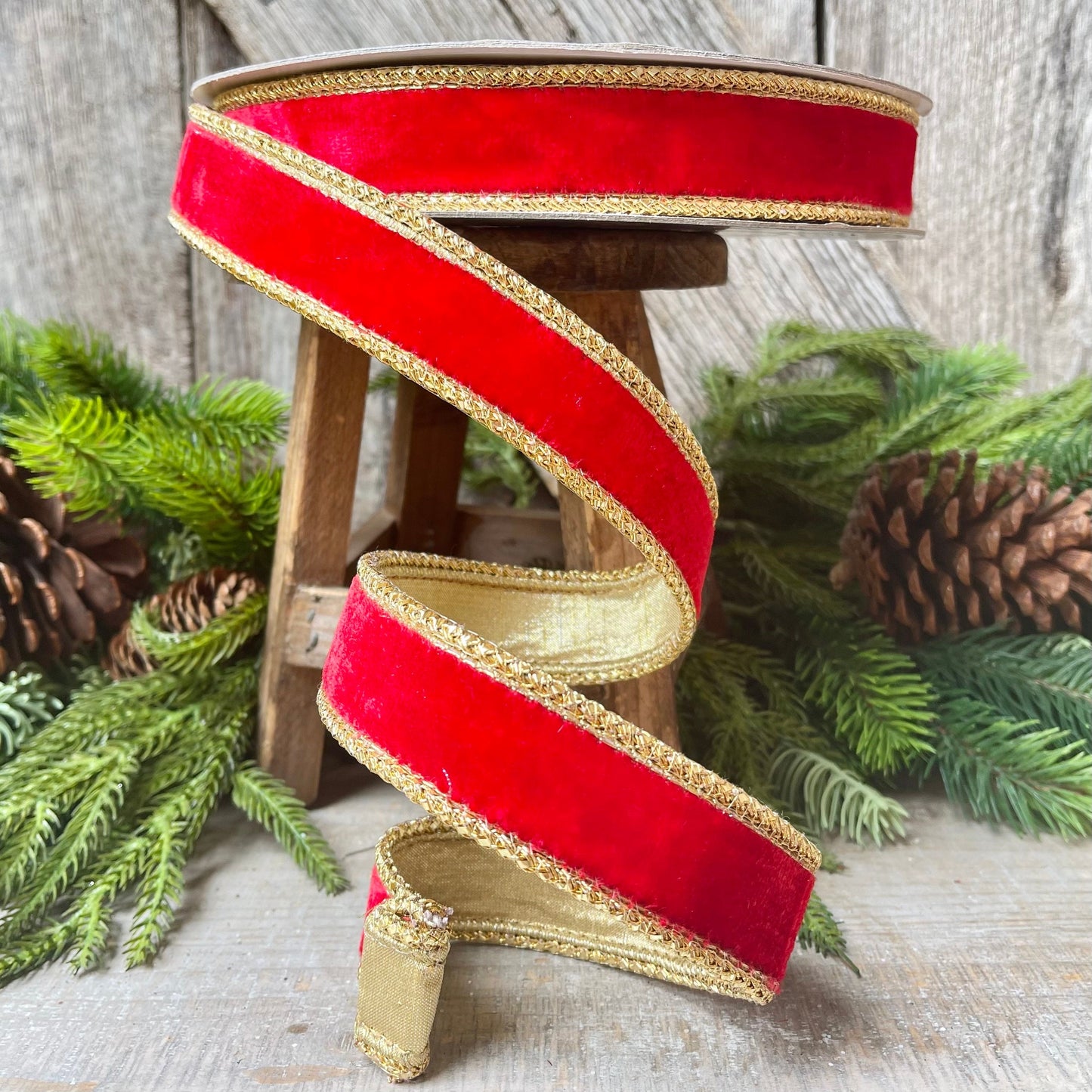 1" Red Royal Velvet Ribbon, Farrisilk Ribbon, Red Velvet Ribbon