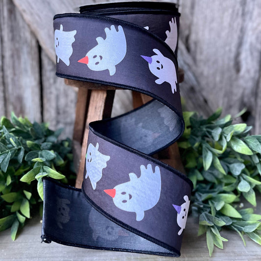 2.5" Farrisilk Ghost Ribbon, Halloween RIbbon