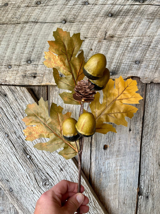 16" Acorn Pick, Fall Floral Pick