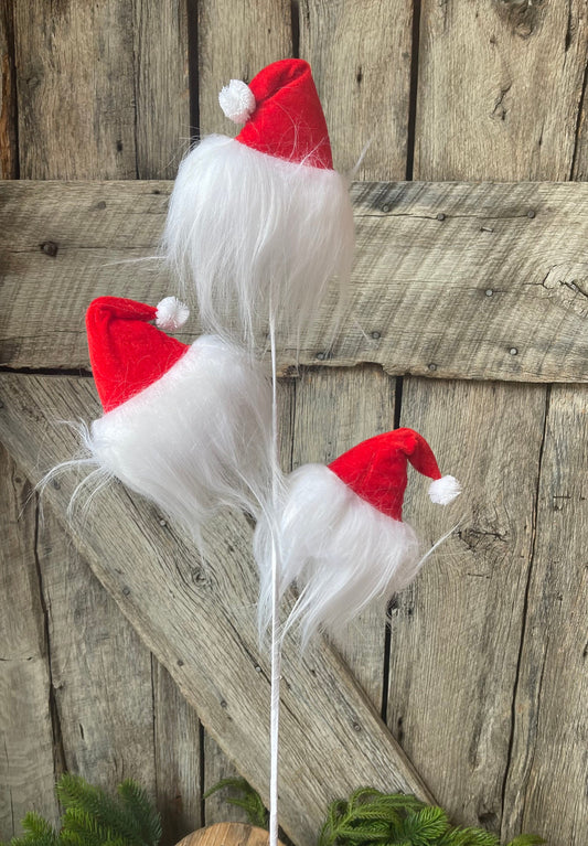 29" Santa Hat Spray, Red White Santa Hat Spray, Christmas Tree Topper