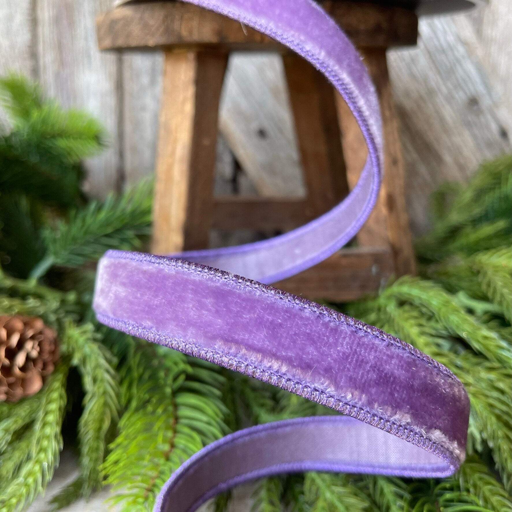 3/4" Violet Purple Velvet Ribbon, Farrisilk Wired Velvet Ribbon, spring Velvet Ribbon