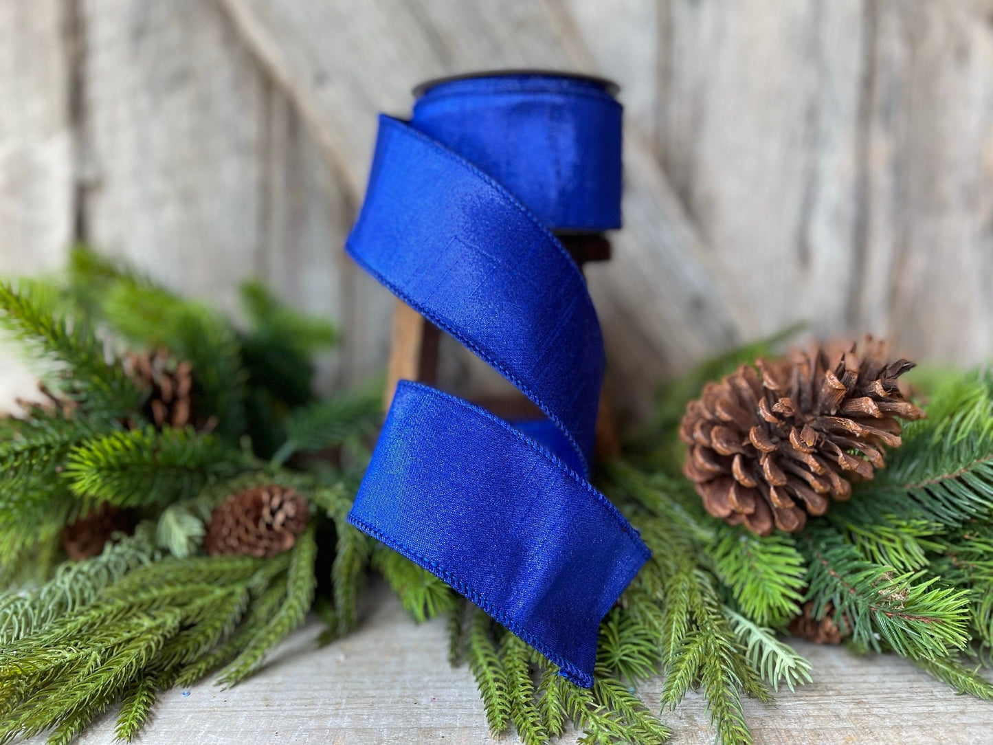 2.5" Royal Blue Luster Ribbon, wired Ribbon, Wreath RIbbon