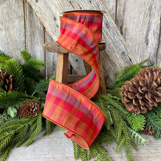 2.5" Fall Plaid Ribbon, Farisilk ribbon