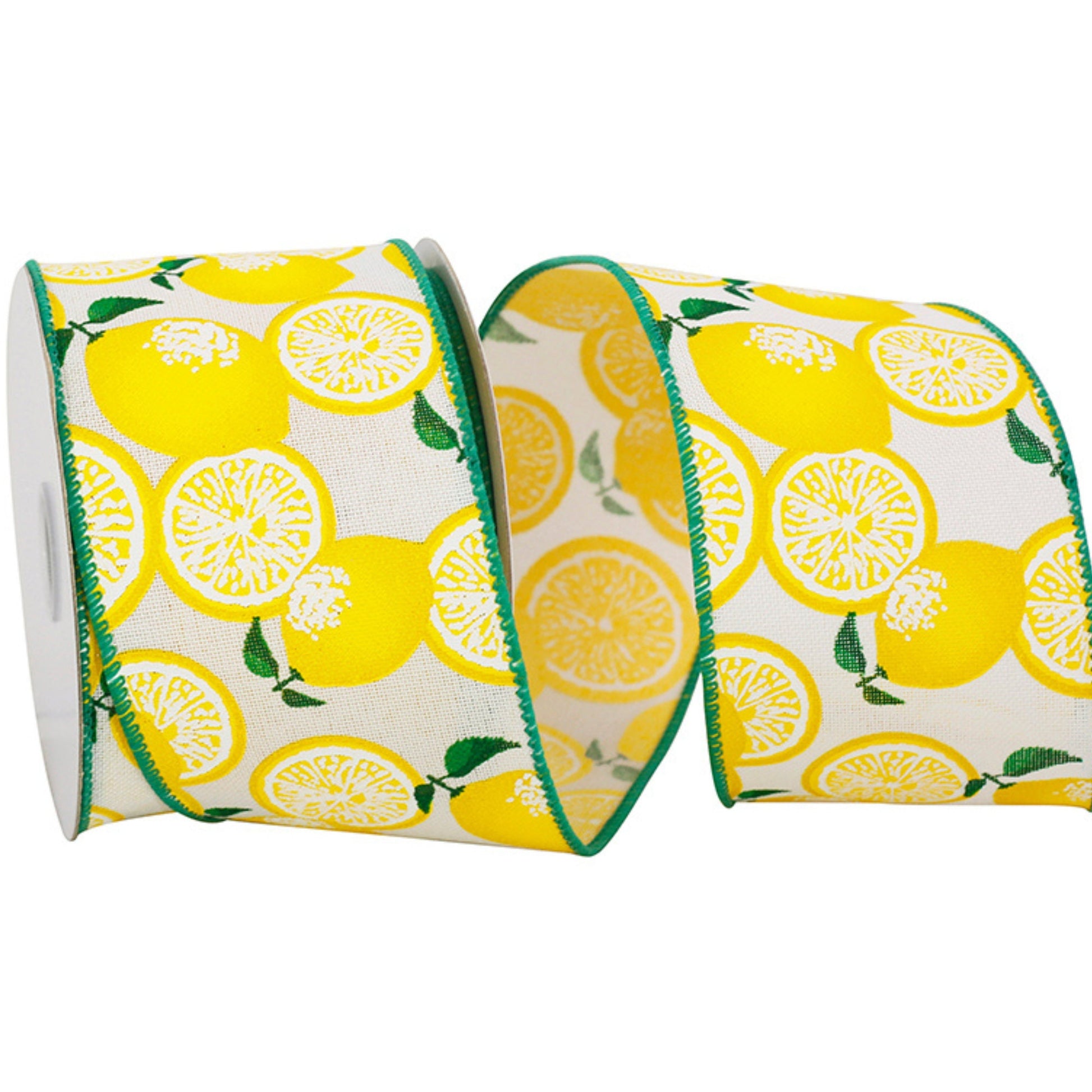 2.5" Lemon Ribbon, Wired Ribbon, Summer Ribbon