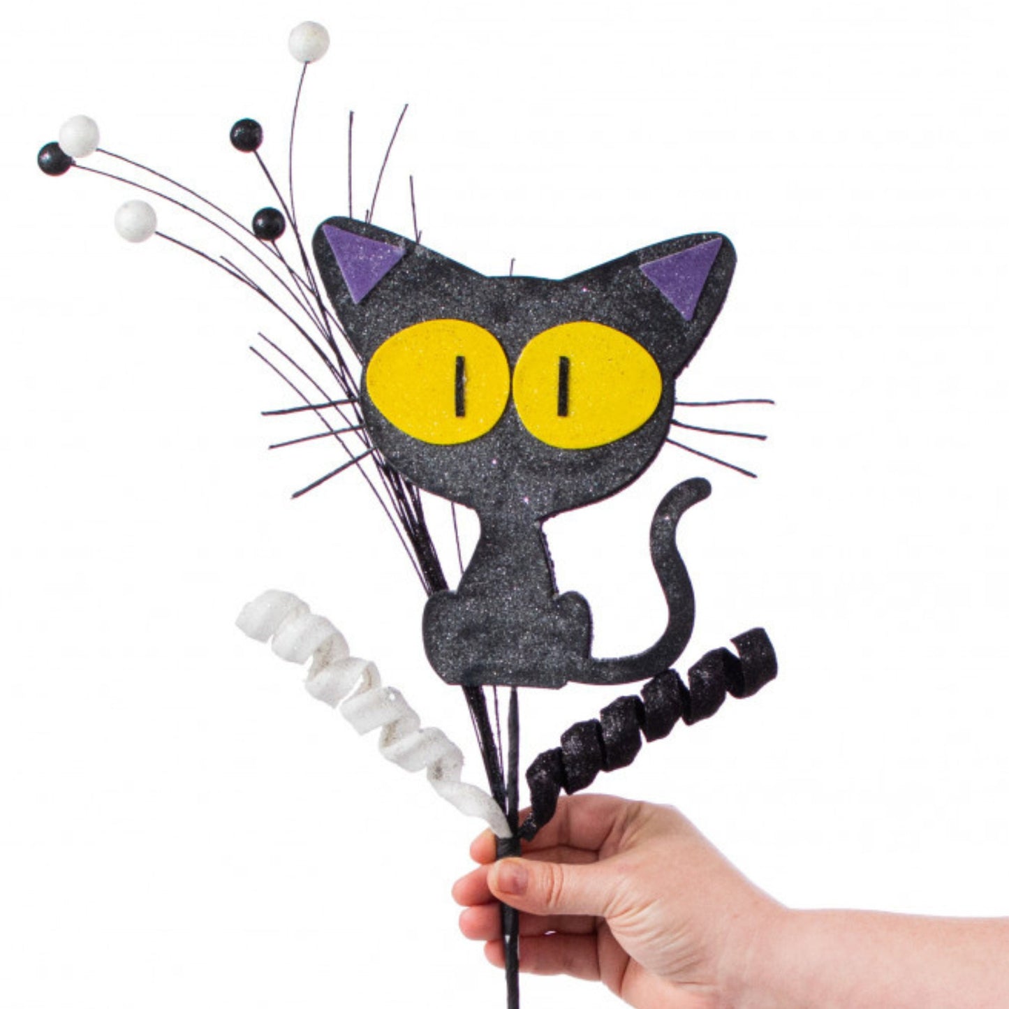 25" Cat Halloween Floral Pick, Halloween Decor, Black Cat Spray