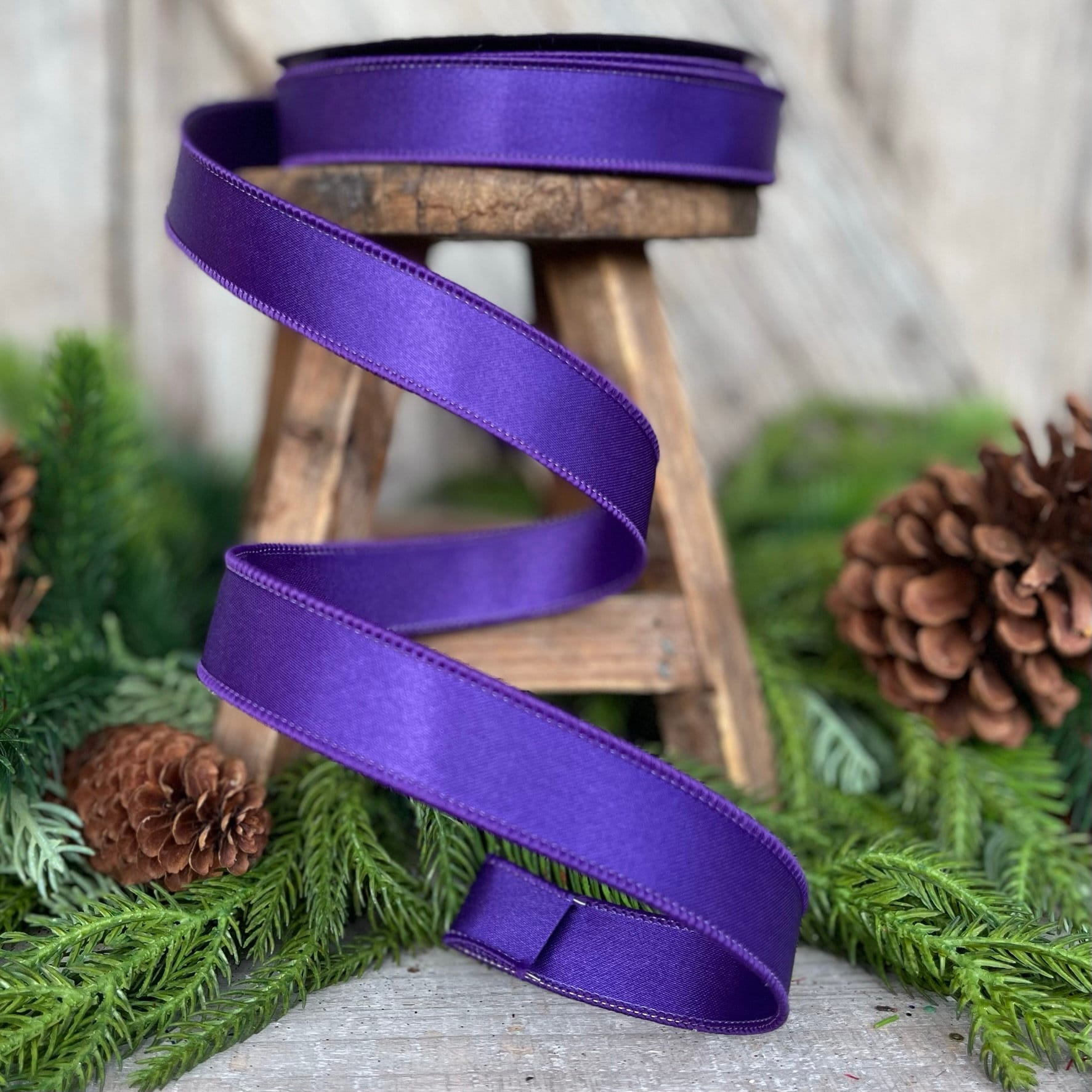 1" Purple Wired Ribbon, Farrisilk Ribbon