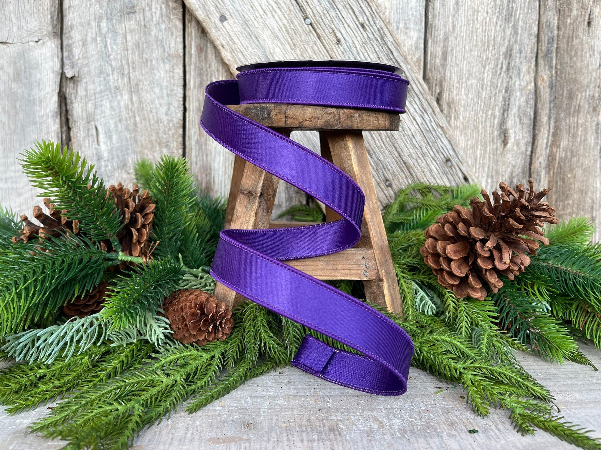 1" Purple Wired Ribbon, Farrisilk Ribbon