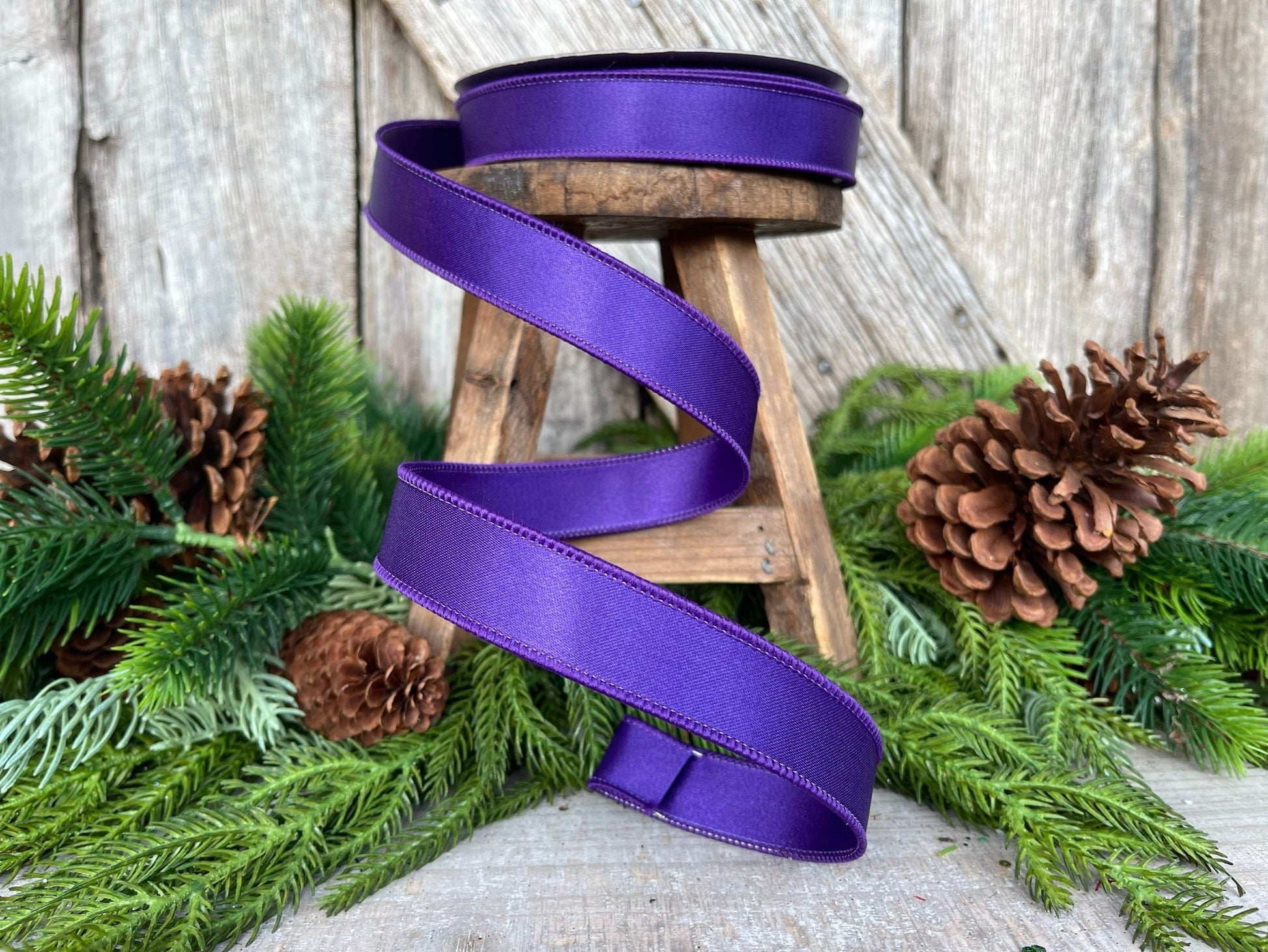 1" Purple Wired Ribbon, Farrisilk Ribbon