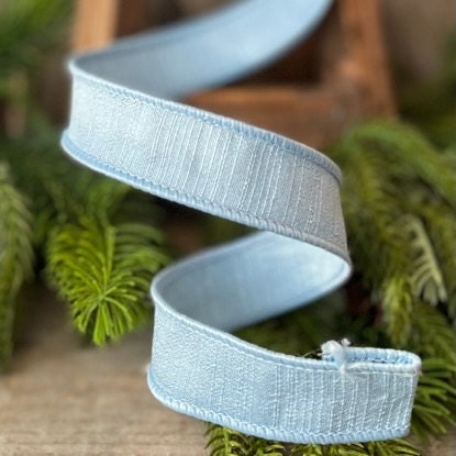 1" Light Blue Ribbon, Farrisilk Shabby Silk, 1 inch ribbon