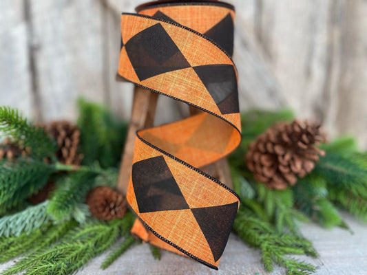 2.5" Orange Harlequin Ribbon, Farrisilk Ribbon