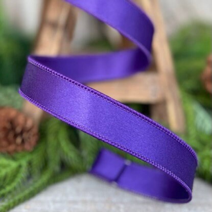 1" Purple Wired Ribbon, Farrisilk Ribbon