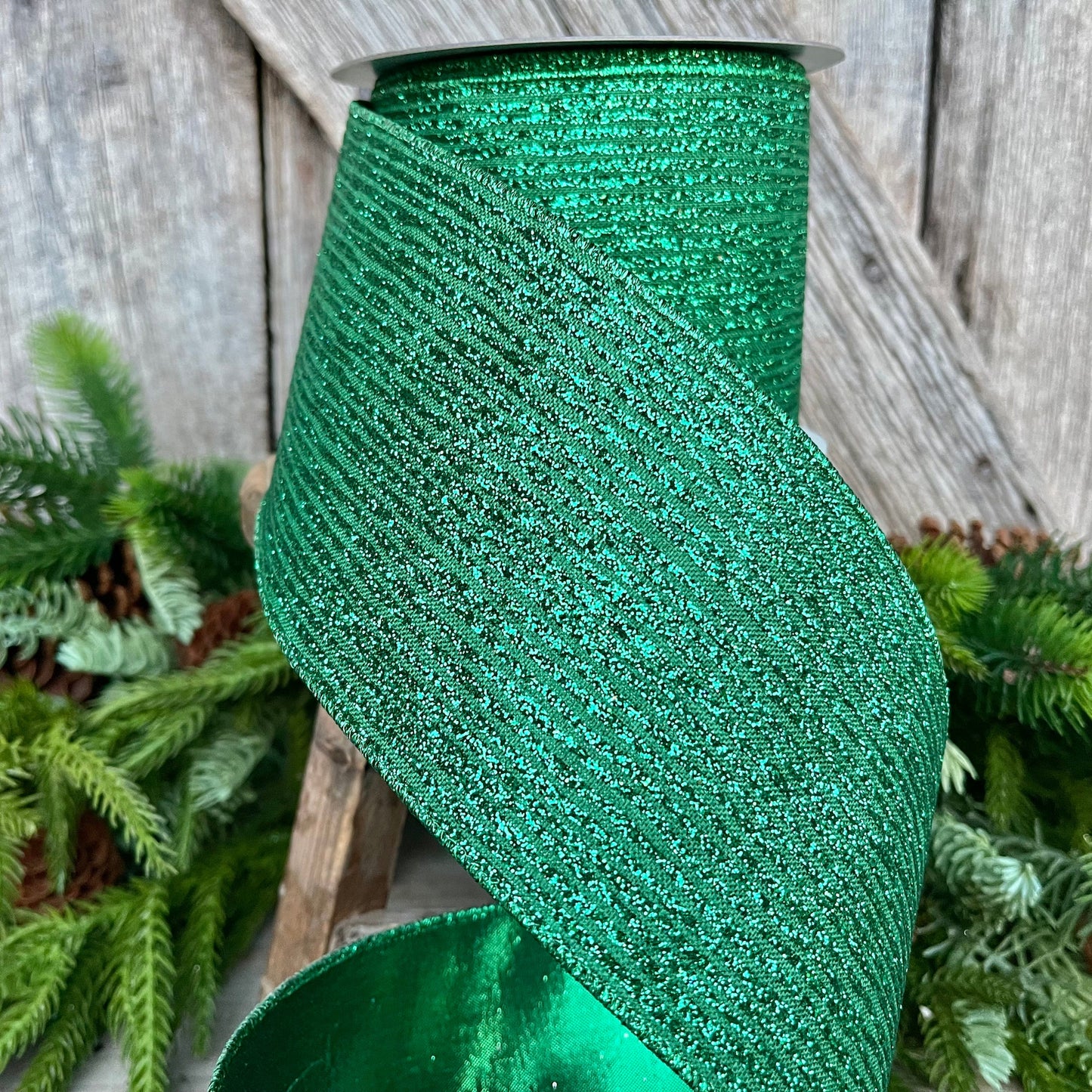 4" Emerald Stripe Ribbon, Farrisilk Ribbon, Christmas Ribbon