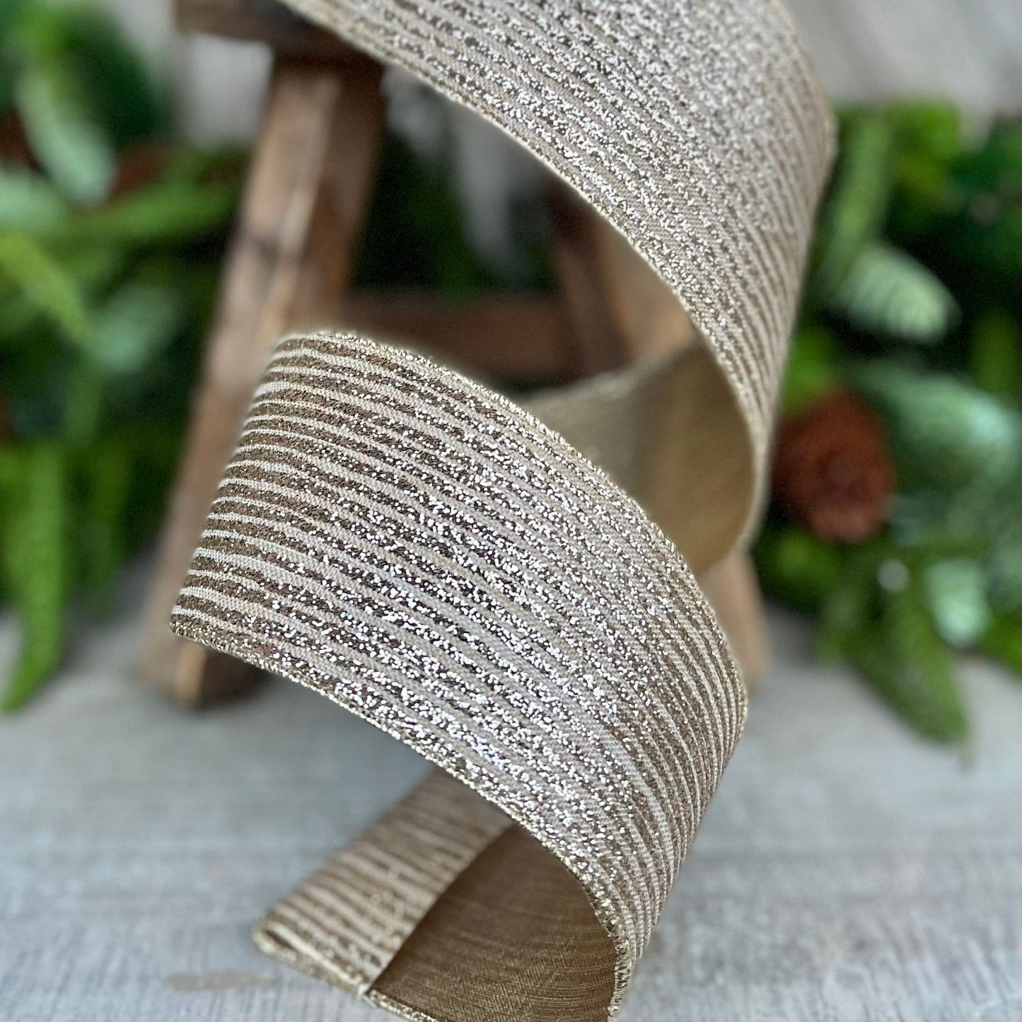 2.5" Platinum Gold Ribbon, Farrisilk Ribbon