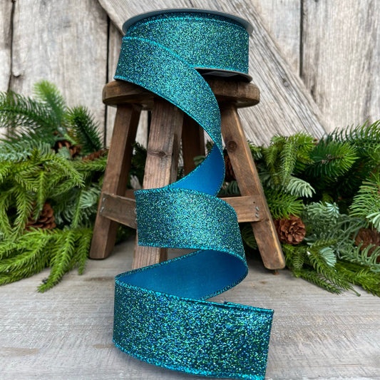 1.5" Peacock Turquoise Ribbon, Farrisilk Ribbon