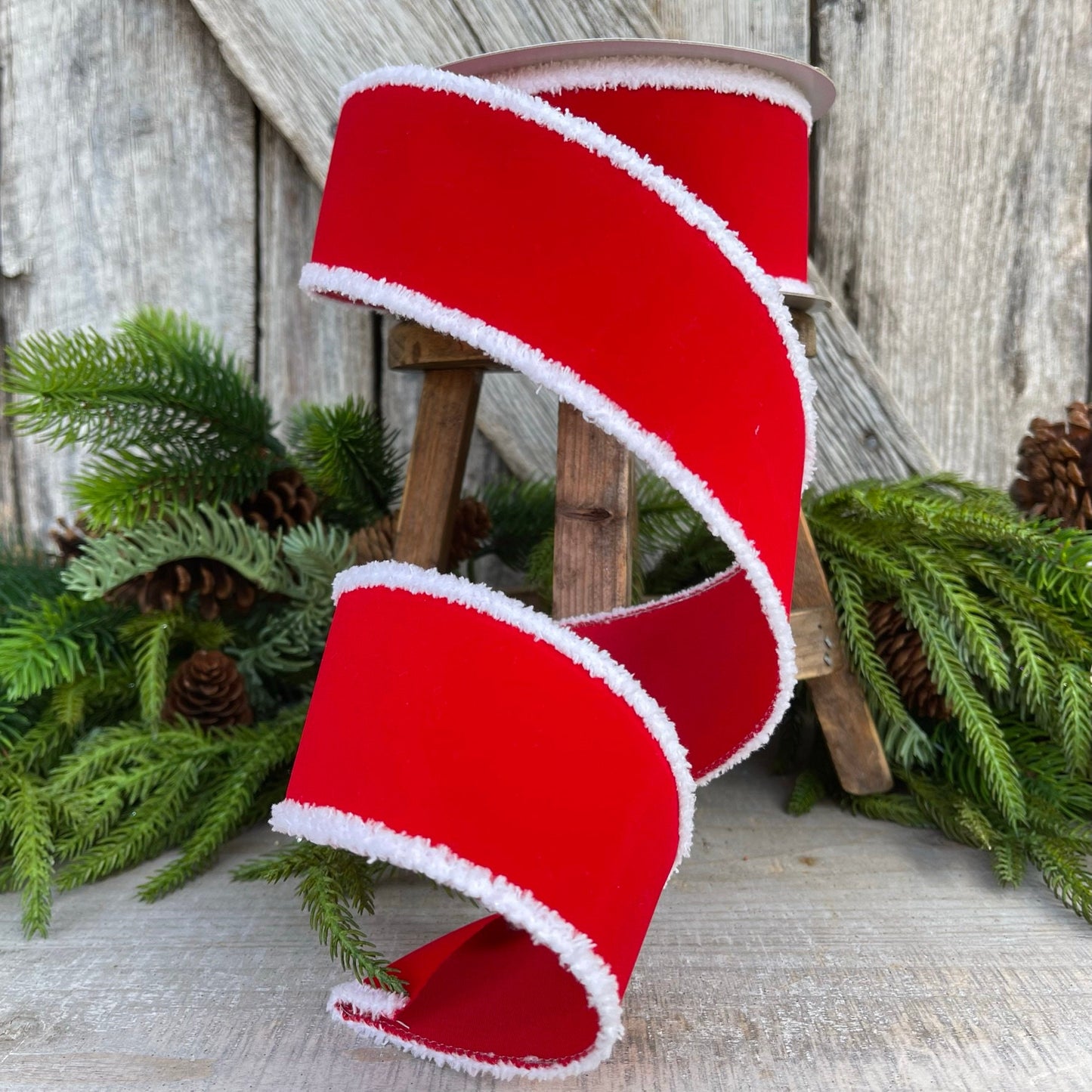 2.5" Santa Trim Wired RIbbon, Farrisilk Ribbon