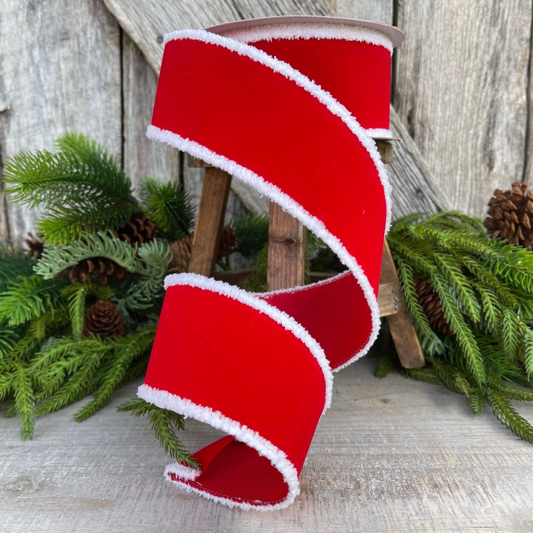 2.5" Santa Trim Wired RIbbon, Farrisilk Ribbon