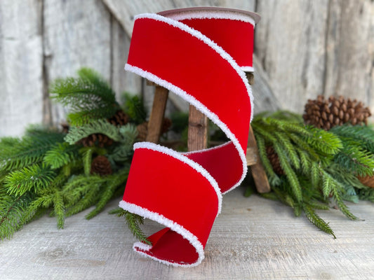 2.5" Santa Trim Wired RIbbon, Farrisilk Ribbon