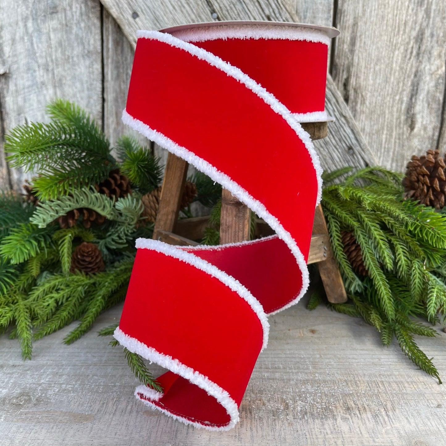 2.5" Santa Trim Wired RIbbon, Farrisilk Ribbon