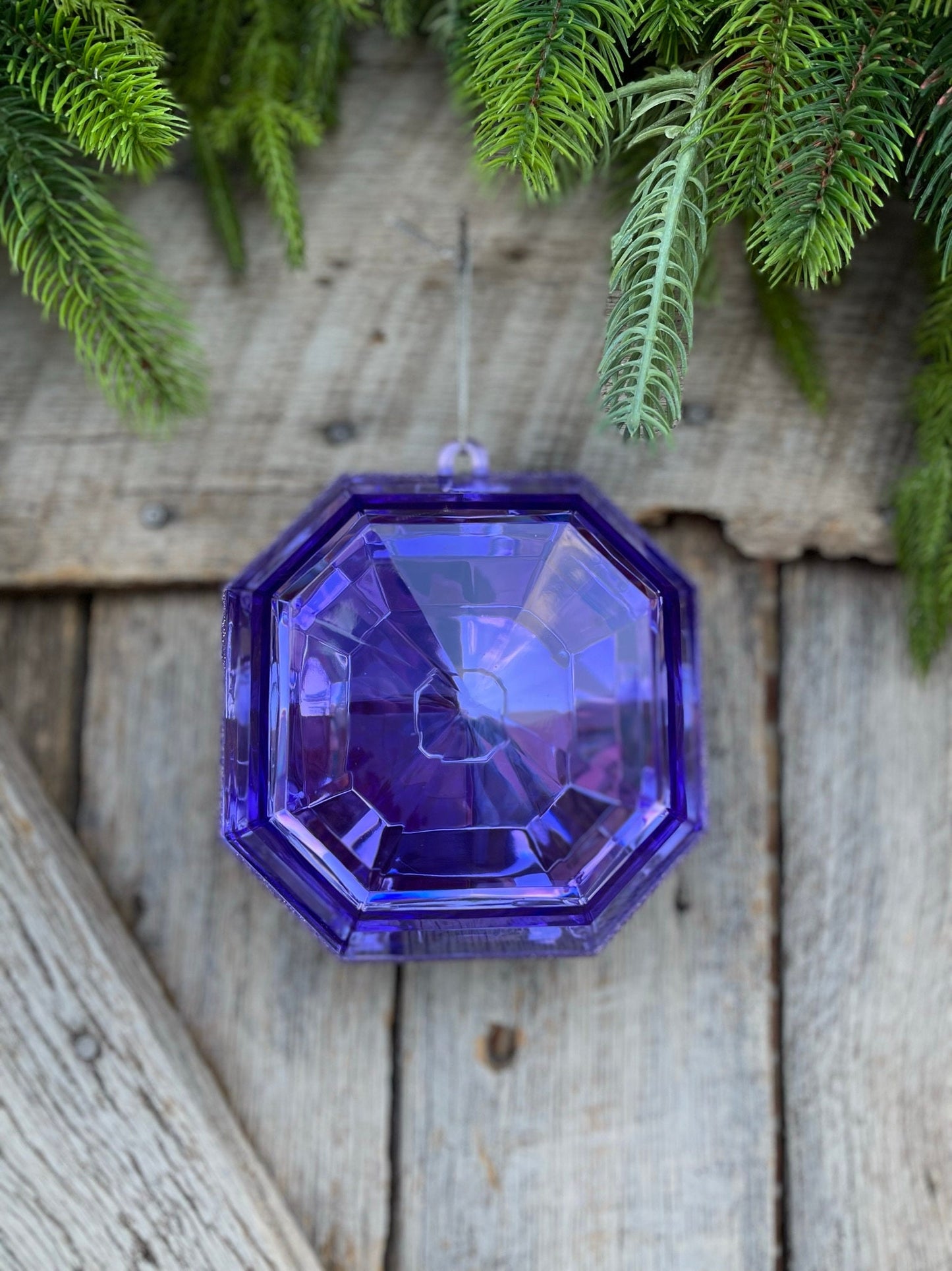 8" Lavender Purple Square Jewel, Christmas Jewel Ornament, AMETHYST Gem Ornament