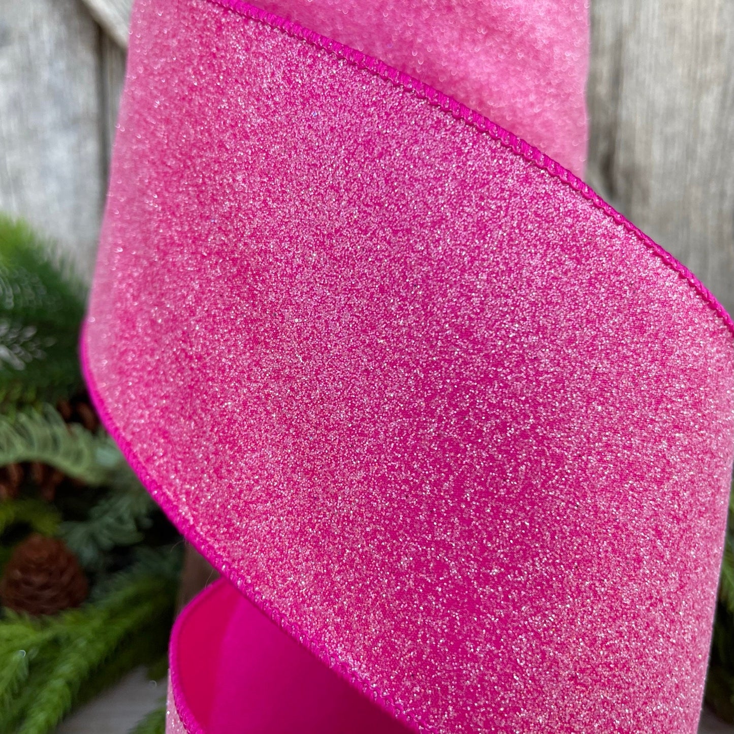 4" Hot Pink sugar candy ribbon, Farrisilk Ribbon, Wired Ribbon