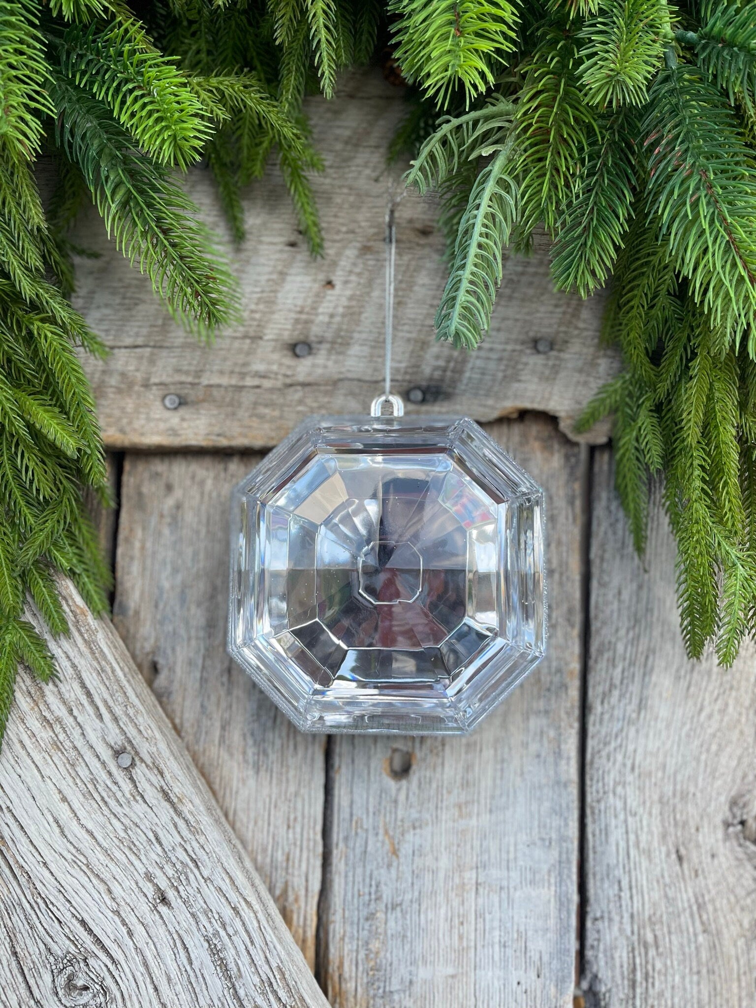 6" Clear Square Jewel, Christmas Jewel Ornament, Crystal Clear Gem Ornament