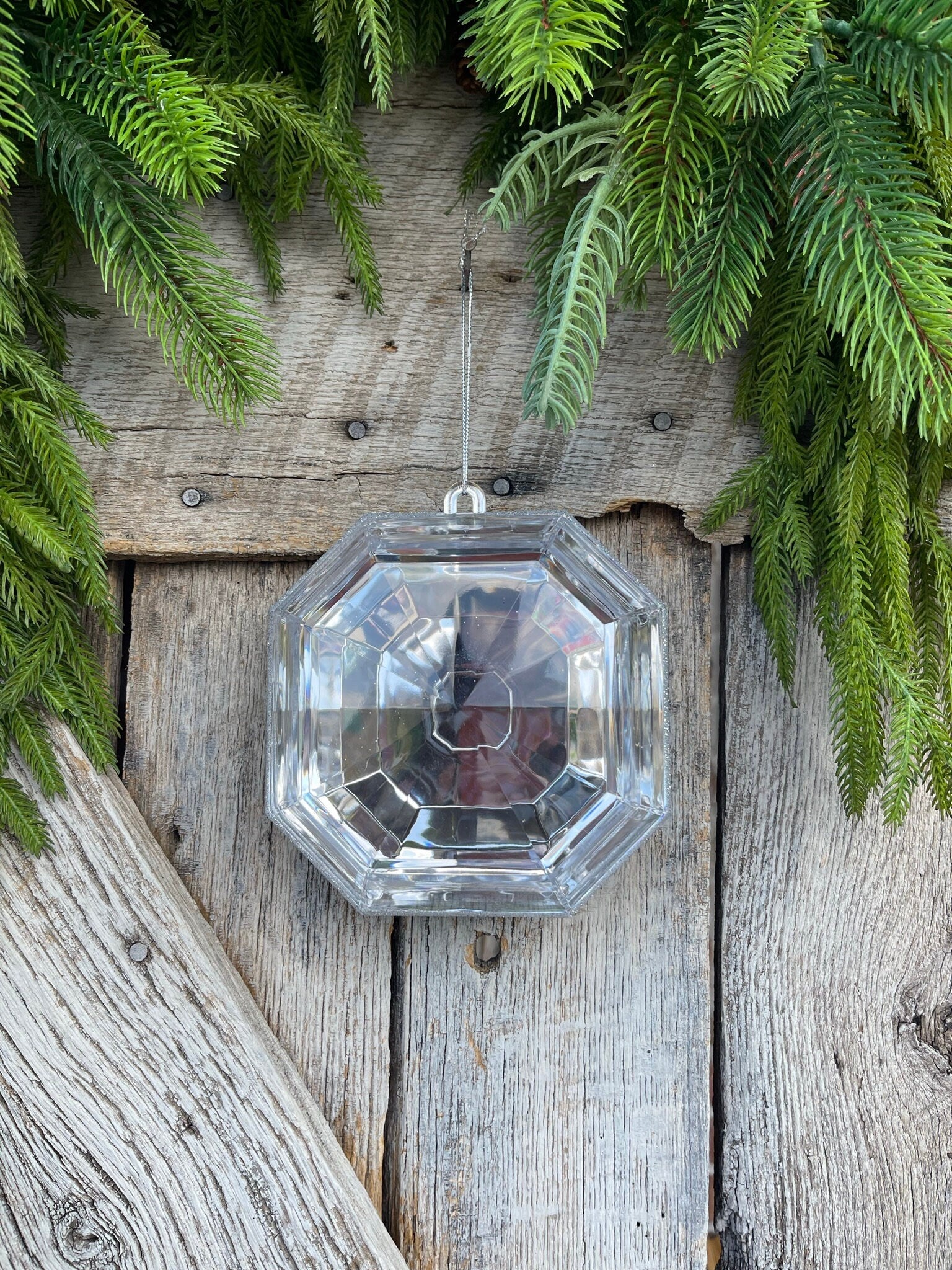 6" Clear Square Jewel, Christmas Jewel Ornament, Crystal Clear Gem Ornament