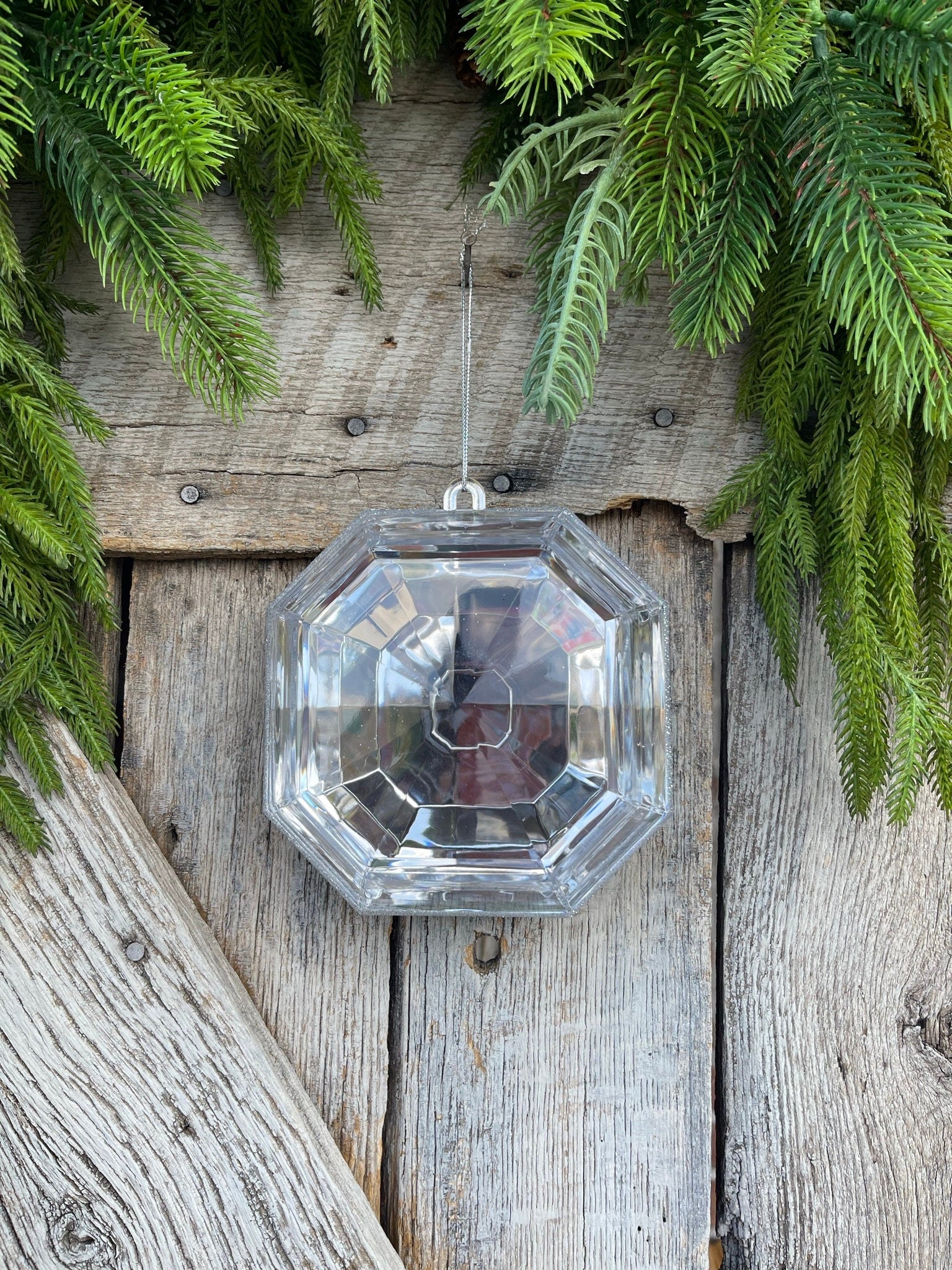 6" Clear Square Jewel, Christmas Jewel Ornament, Crystal Clear Gem Ornament, Christmas Ornament, Clear Diamond Christmas Ornament, Farrisilk