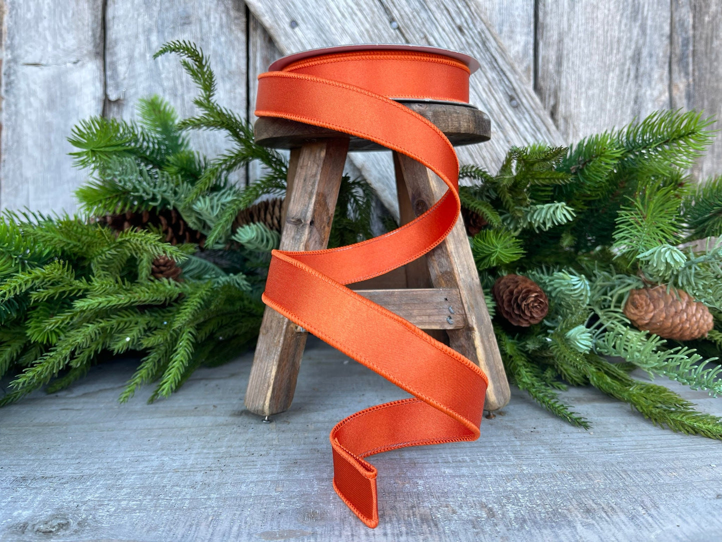 1" Orange Satin Ribbon, Farrisilk Ribbon