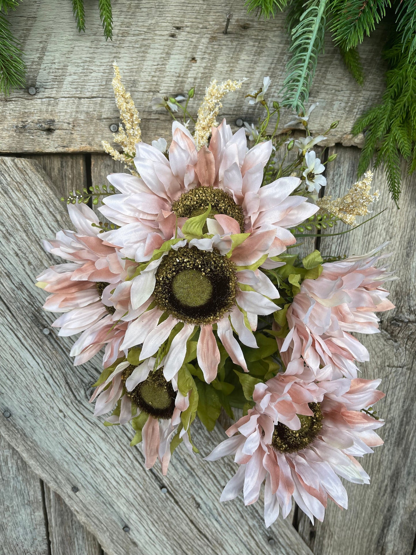 21" Pink Sunflower Bush, Artificial Sunflower Bush, Pink Sunflowers