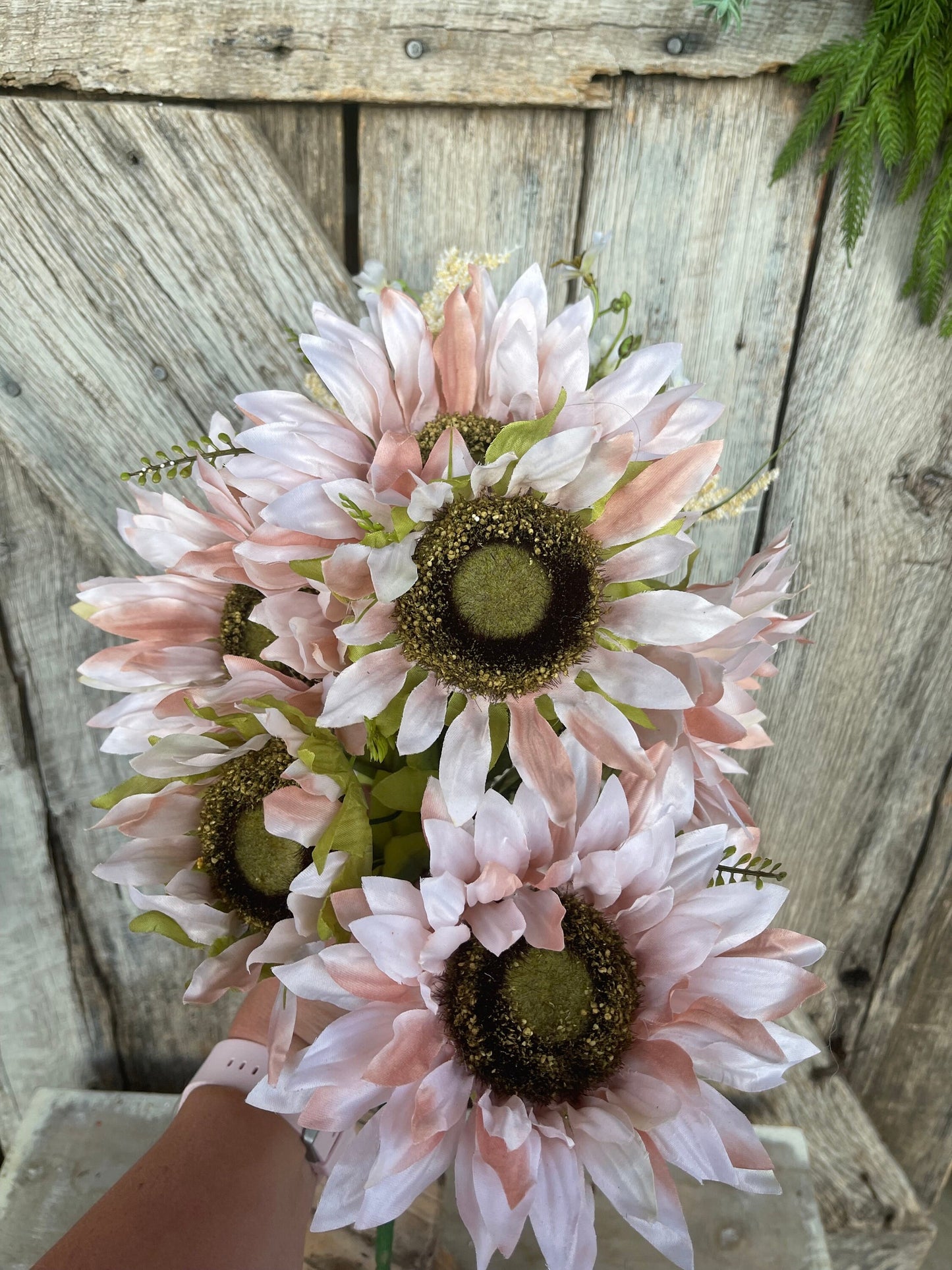 21" Pink Sunflower Bush, Artificial Sunflower Bush, Pink Sunflowers