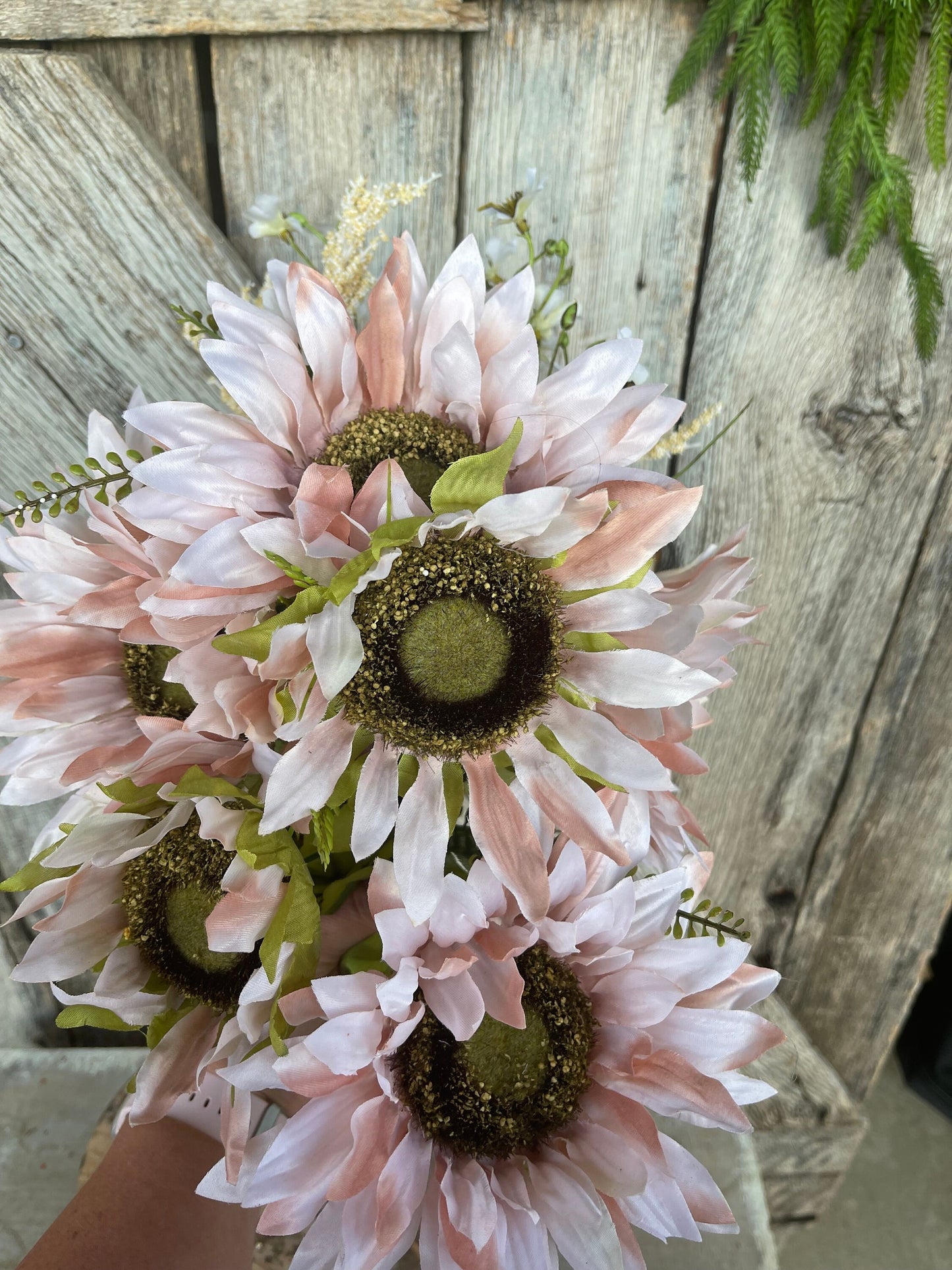 21" Pink Sunflower Bush, Artificial Sunflower Bush, Pink Sunflowers