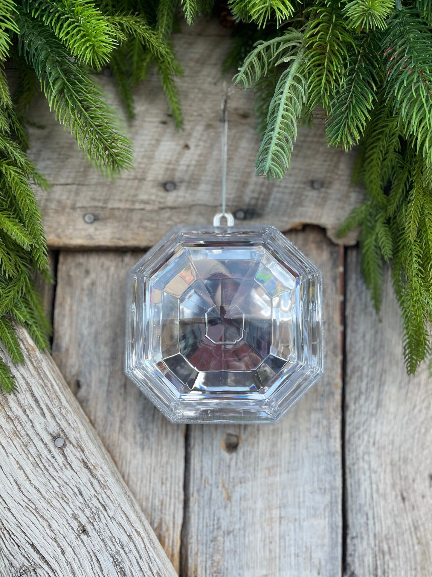 6" Clear Square Jewel, Christmas Jewel Ornament, Crystal Clear Gem Ornament