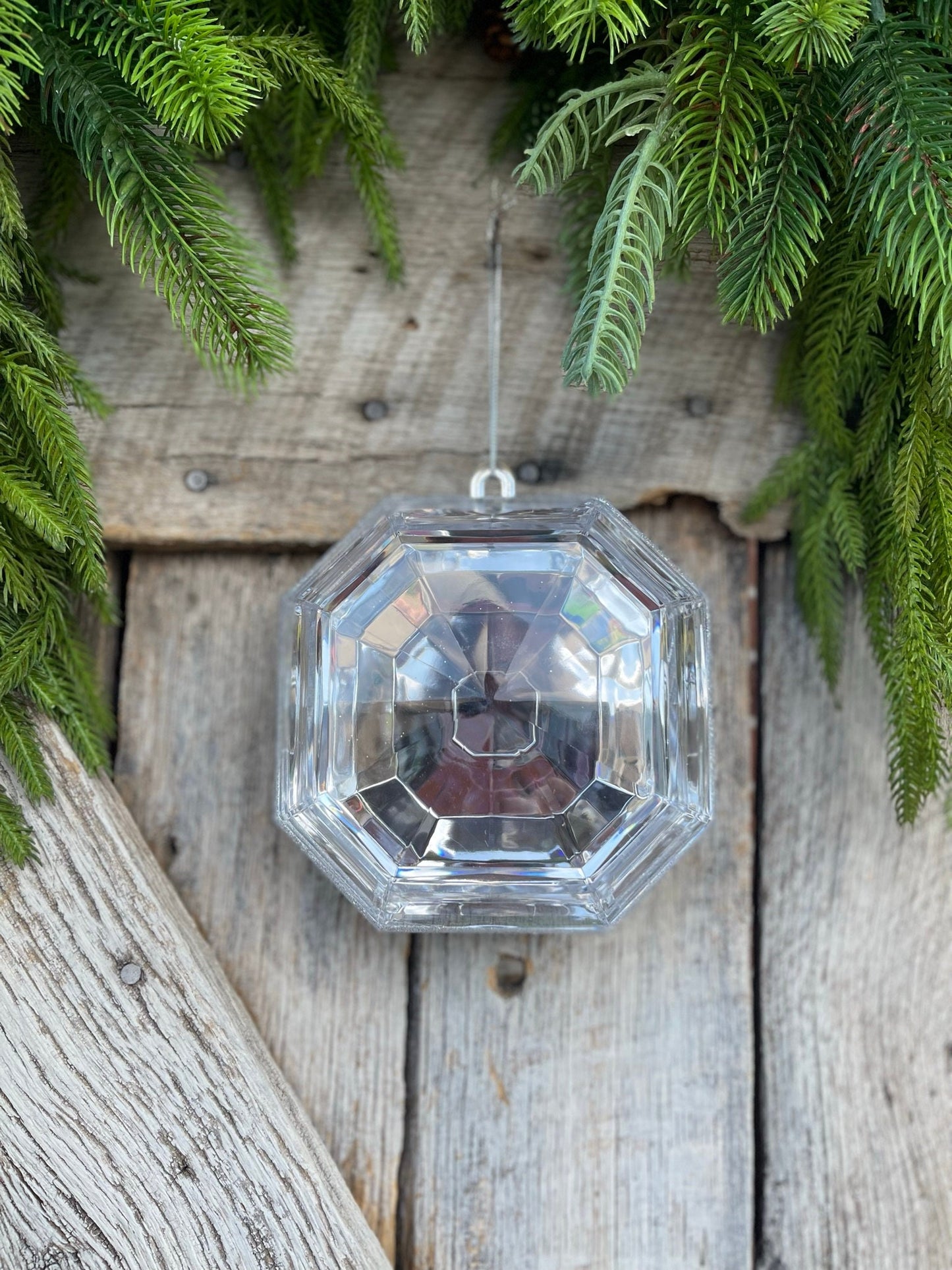 6" Clear Square Jewel, Christmas Jewel Ornament, Crystal Clear Gem Ornament, Christmas Ornament, Clear Diamond Christmas Ornament, Farrisilk