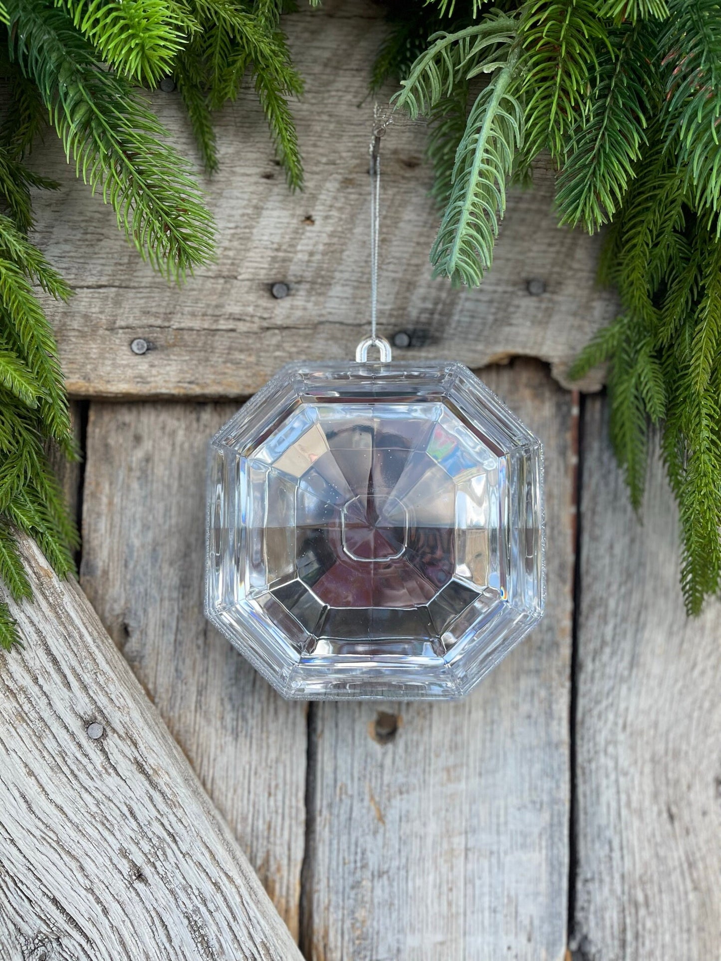 6" Clear Square Jewel, Christmas Jewel Ornament, Crystal Clear Gem Ornament