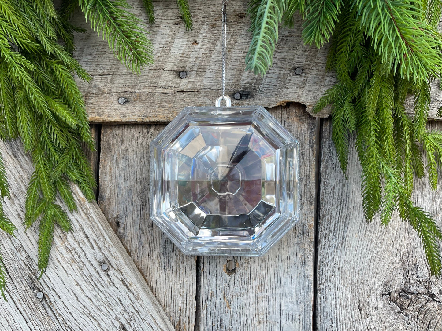 6" Clear Square Jewel, Christmas Jewel Ornament, Crystal Clear Gem Ornament, Christmas Ornament, Clear Diamond Christmas Ornament, Farrisilk