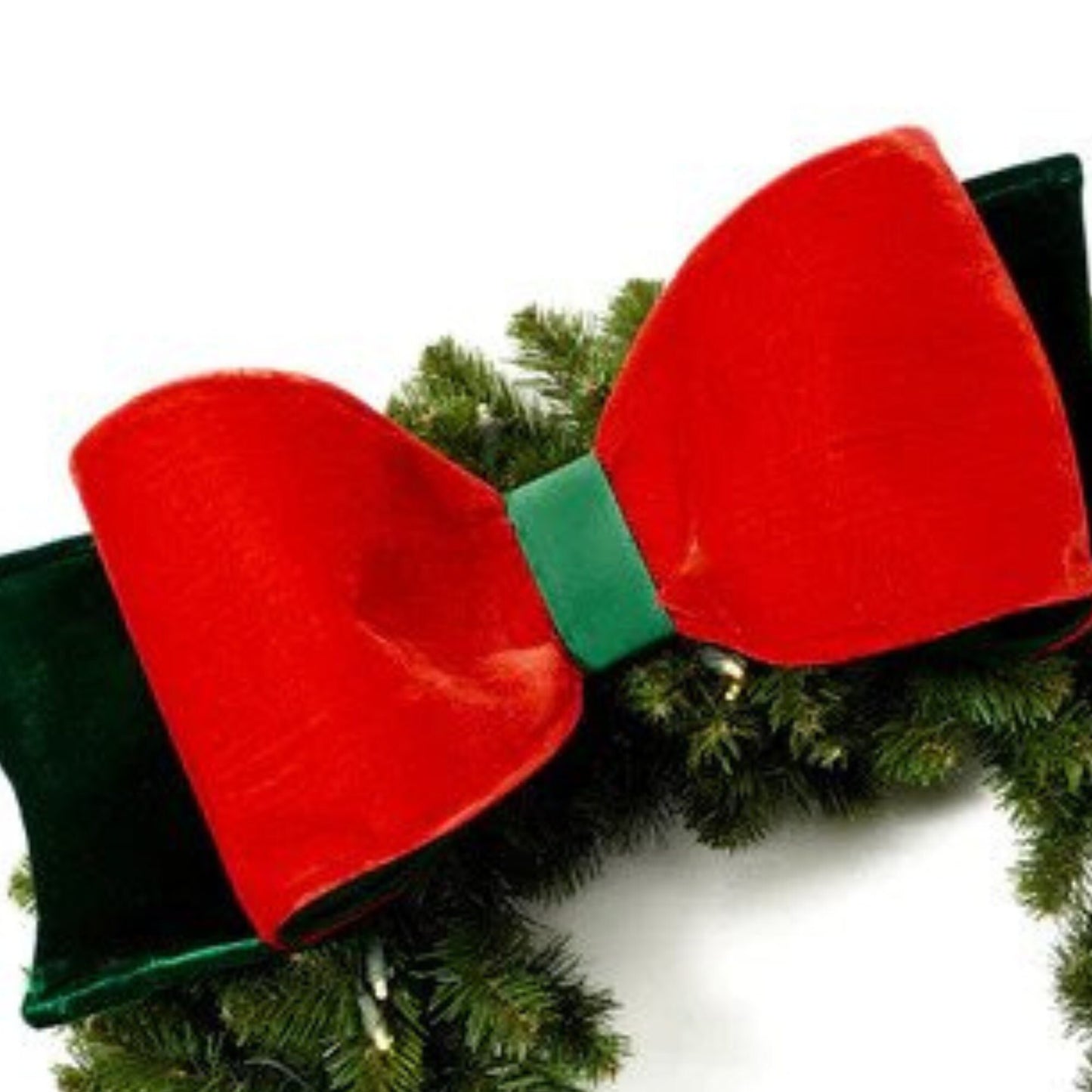 22" Oversized Red & Green Velvet Bow, Farrisilk Bow, Christmas Tree Bow