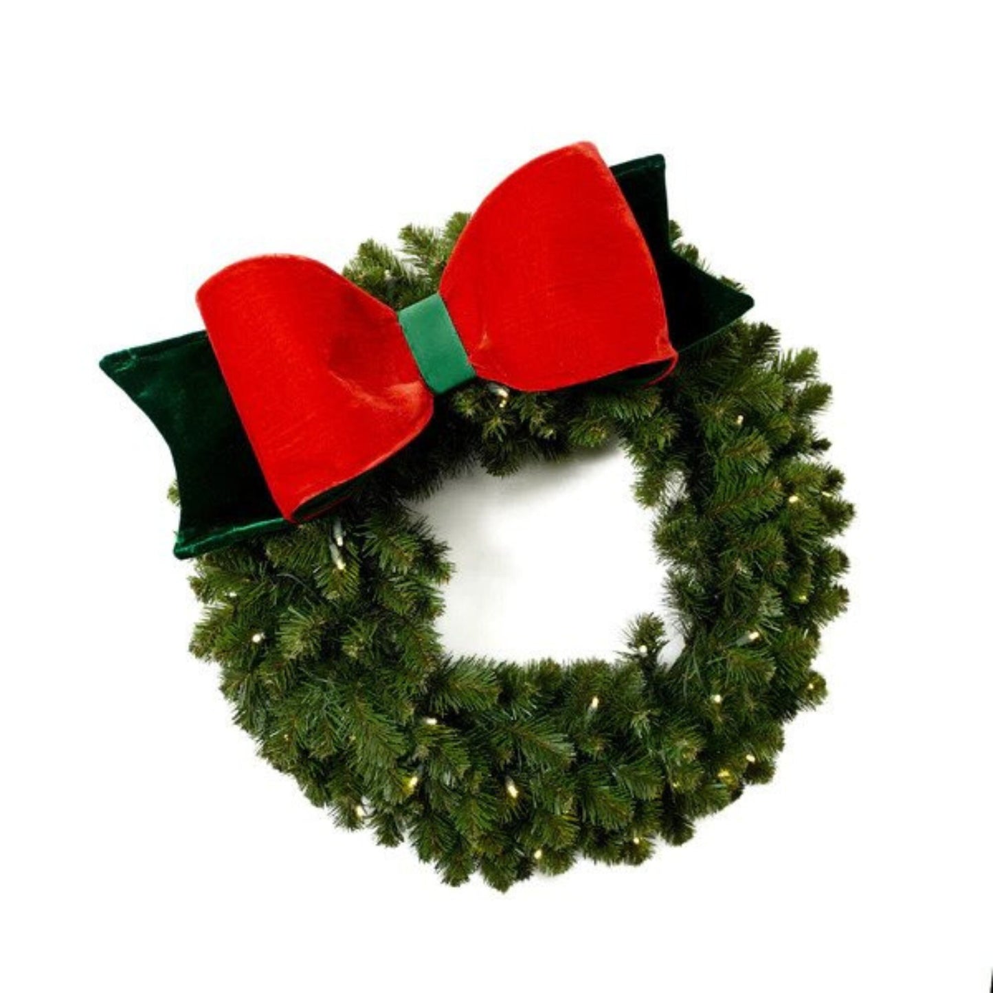 22" Oversized Red & Green Velvet Bow, Farrisilk Bow, Christmas Tree Bow