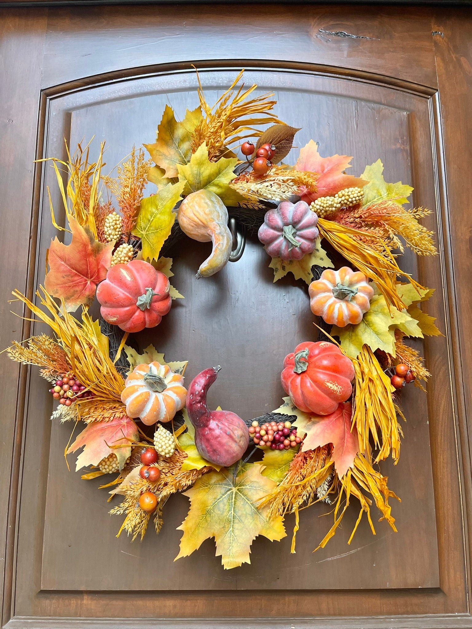 24" Pumpkin Wreath for Front Door, Fall Wreath, Fall Front Door