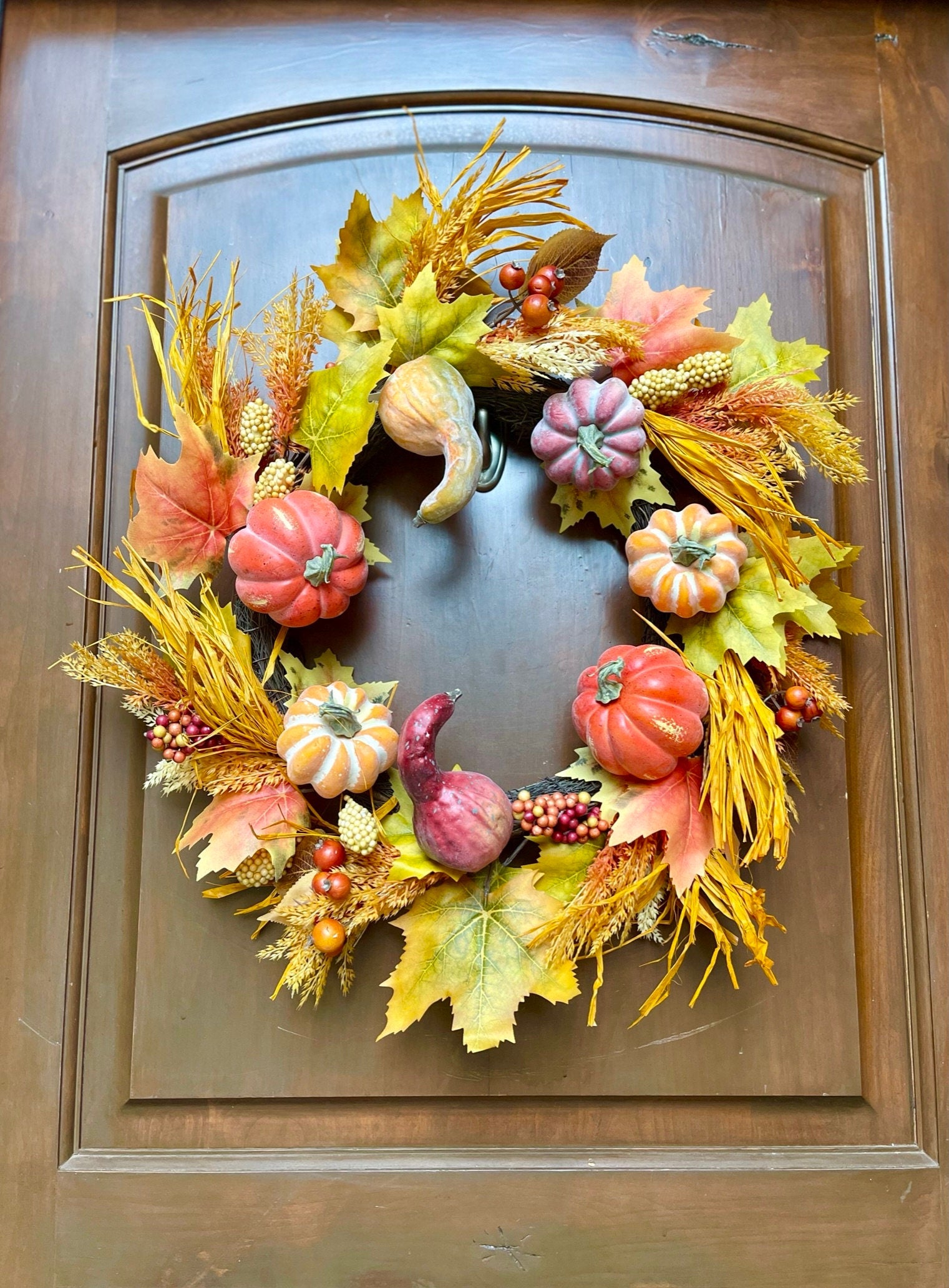 24" Pumpkin Wreath for Front Door, Fall Wreath, Fall Front Door