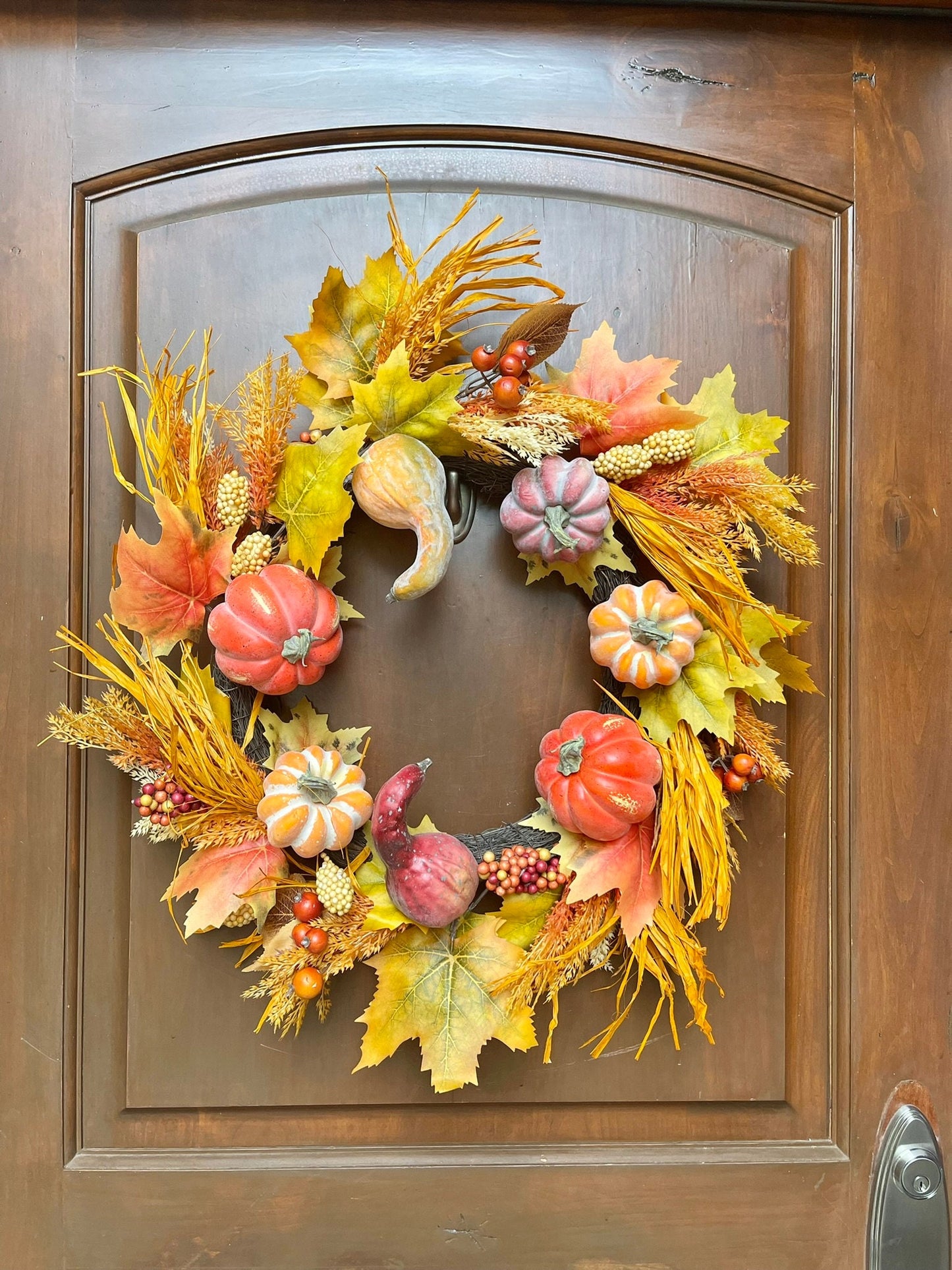 24" Pumpkin Wreath for Front Door, Fall Wreath, Fall Front Door