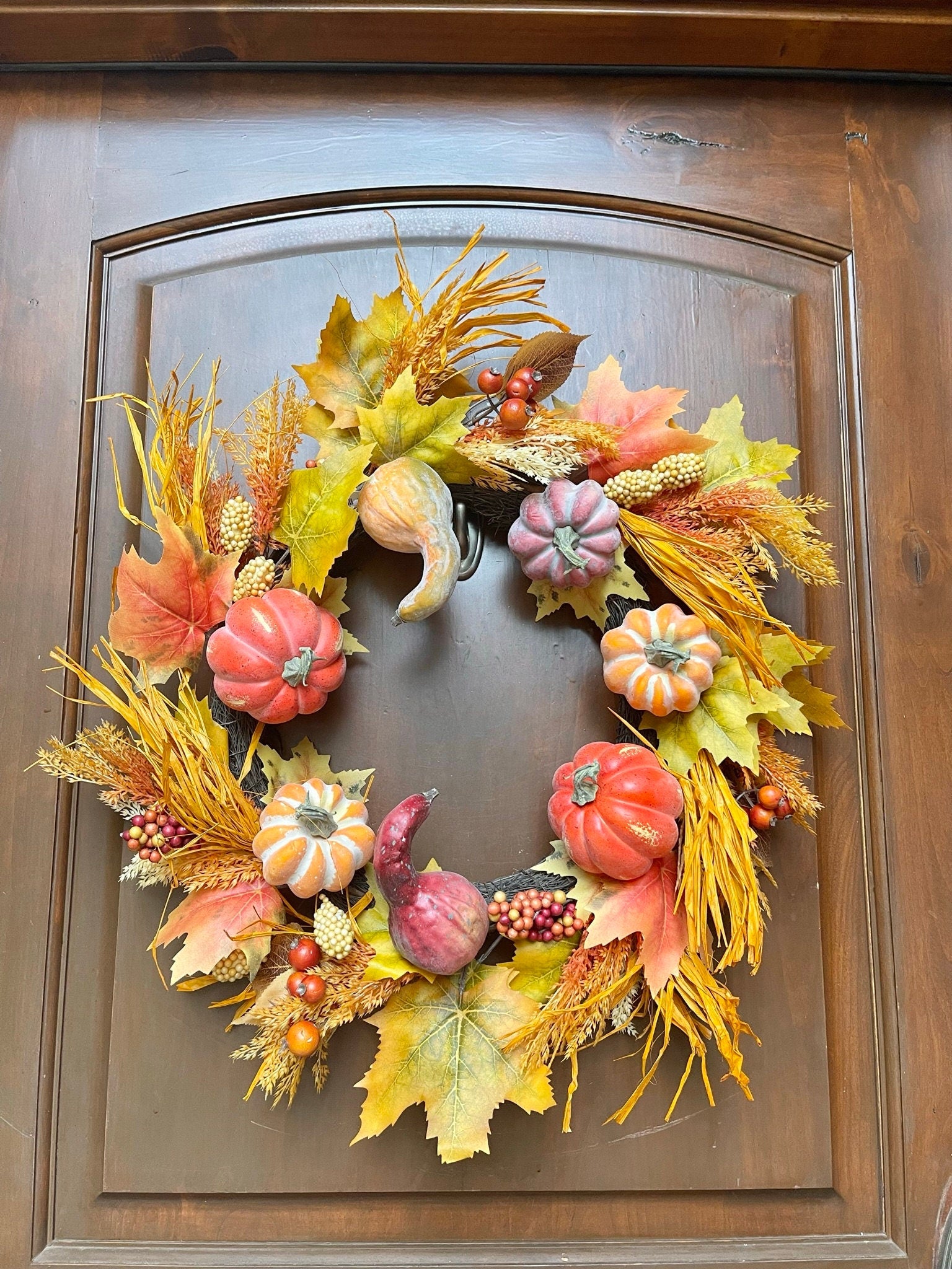 24" Pumpkin Wreath for Front Door, Fall Wreath, Fall Front Door