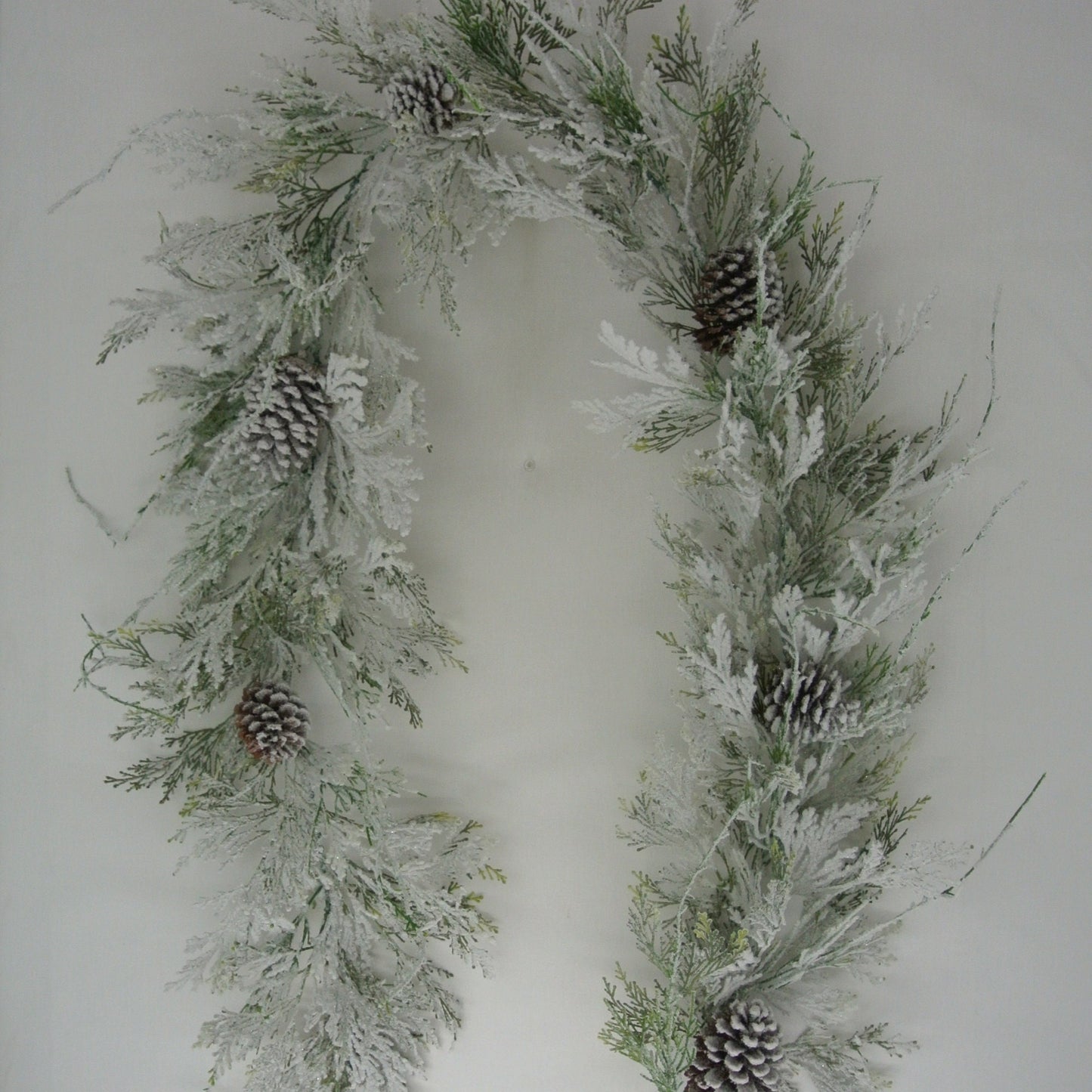 6 ft Snow Cedar Pinecone Garland, Flocked Pine Garland