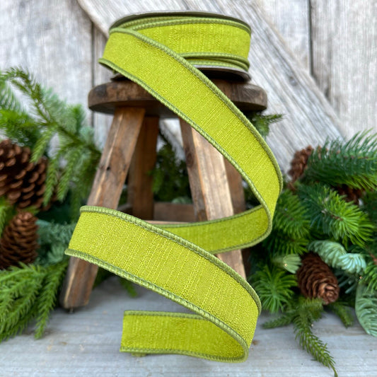 1" Olive Ribbon, Farrisilk Shabby Silk