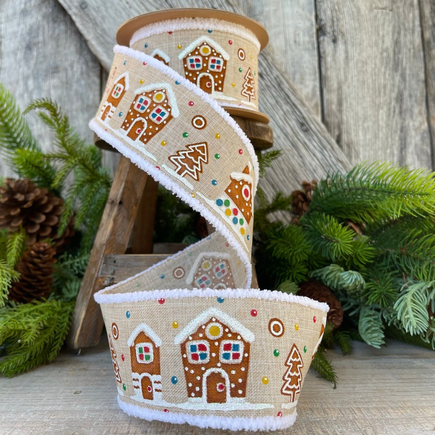 2.5" Gingerbread ribbon, Christmas ribbon