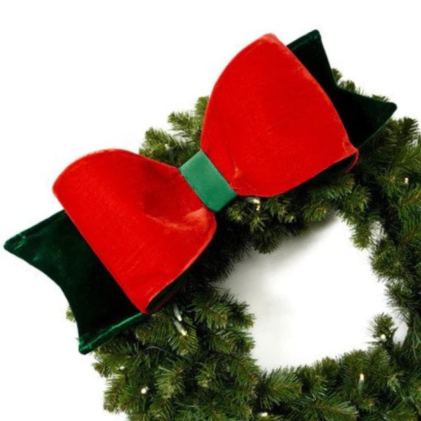 22" Oversized Red & Green Velvet Bow, Farrisilk Bow, Christmas Tree Bow